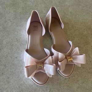 Mel by Melissa girls big bow jelly flats size 2 pink rose gold